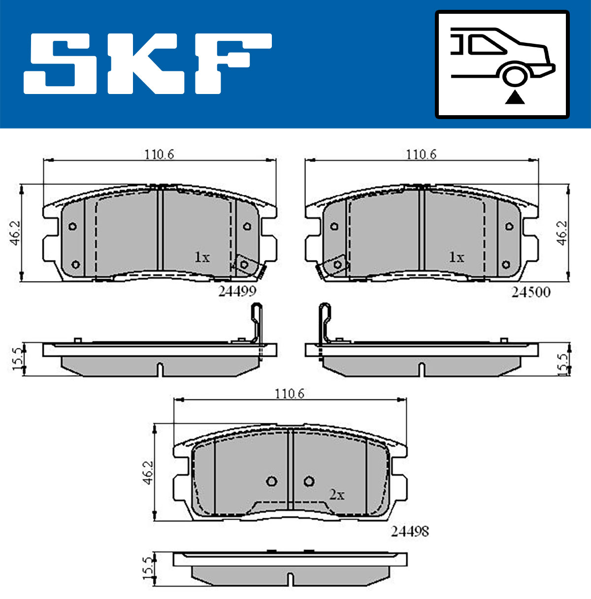 Set placute frana,frana disc VKBP 90556 A SKF